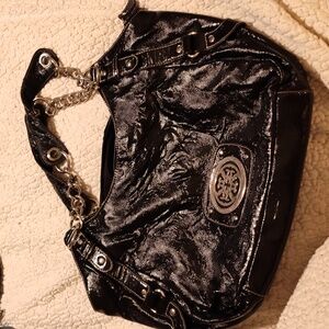 BPC9- Treviso Black Satin Shimmer Chain Shoulder Bag